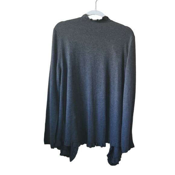 Soft Surroundings Sweaters - Soft Surroundings Cashmere Blend Open Front Ruffle Trim Lightweight Cardigan